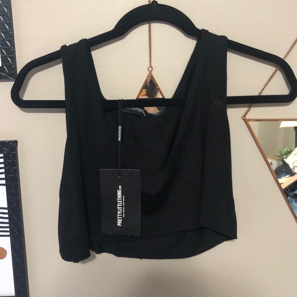 Pretty Little Thing Cropped Black Tank